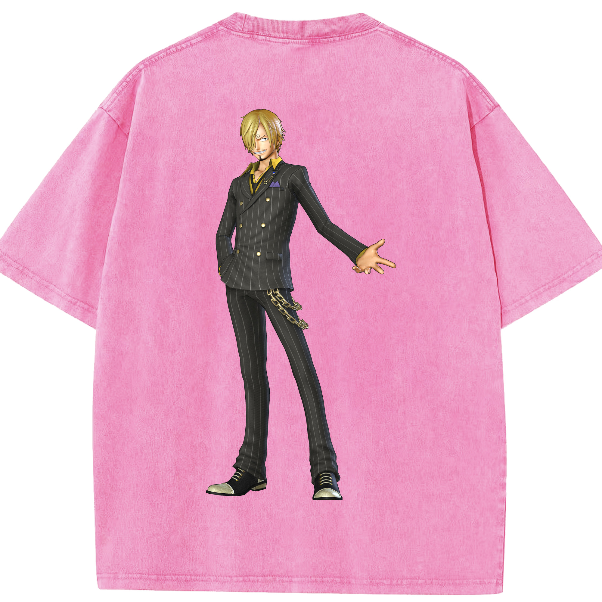 ワンピース サンジ ONE PIECE Sanji 綿100% ヴィンテージ風 半袖Tシャツ（背面プリント）